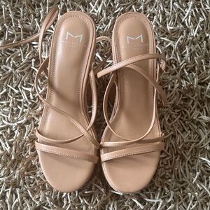 Marc Fisher Beige Strappy Leather Sandals